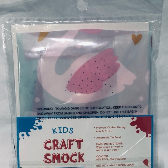 Kids Craft smock geeses graphics adjustable tie band pink. Size 43” X 22” - Picture 2 of 3